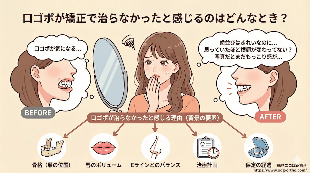 口ゴボが矯正で治らなかったと感じるのはどんなとき?