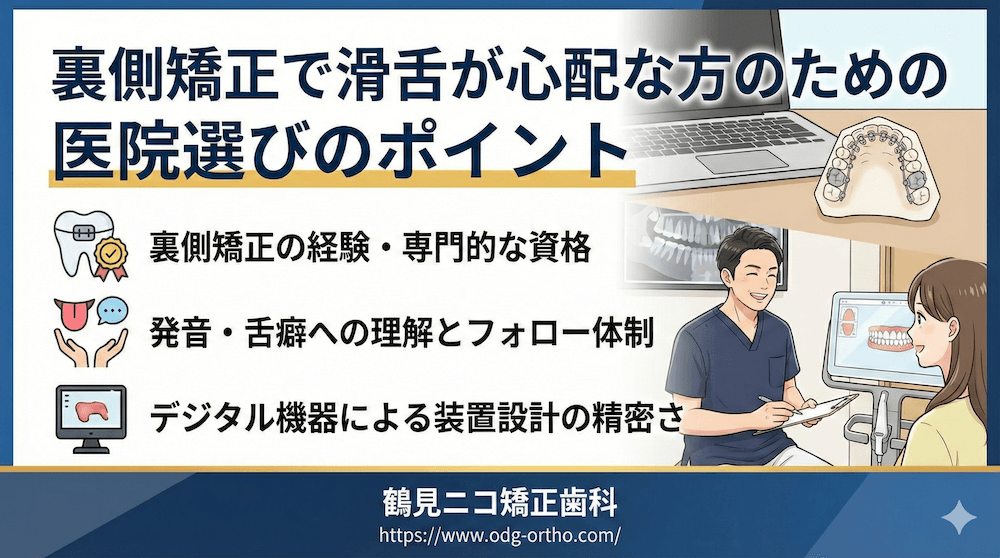 裏側矯正で滑舌が心配な方のための医院選びのポイント