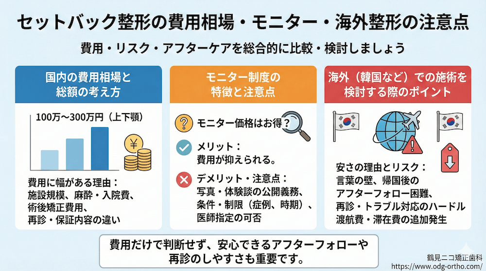セットバック整形の費用相場やモニター・海外整形の注意点