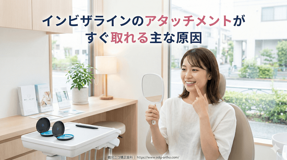 インビザラインのアタッチメントがすぐ取れる主な原因